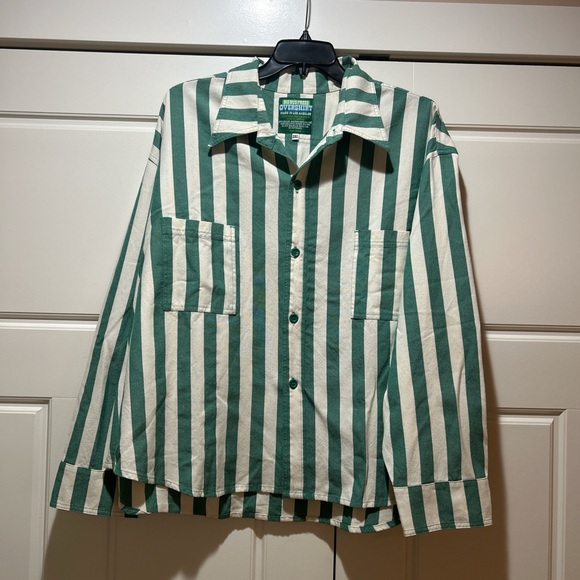 Big Bud Press Green and Cream Short Overshirt - Picture 1 of 4
